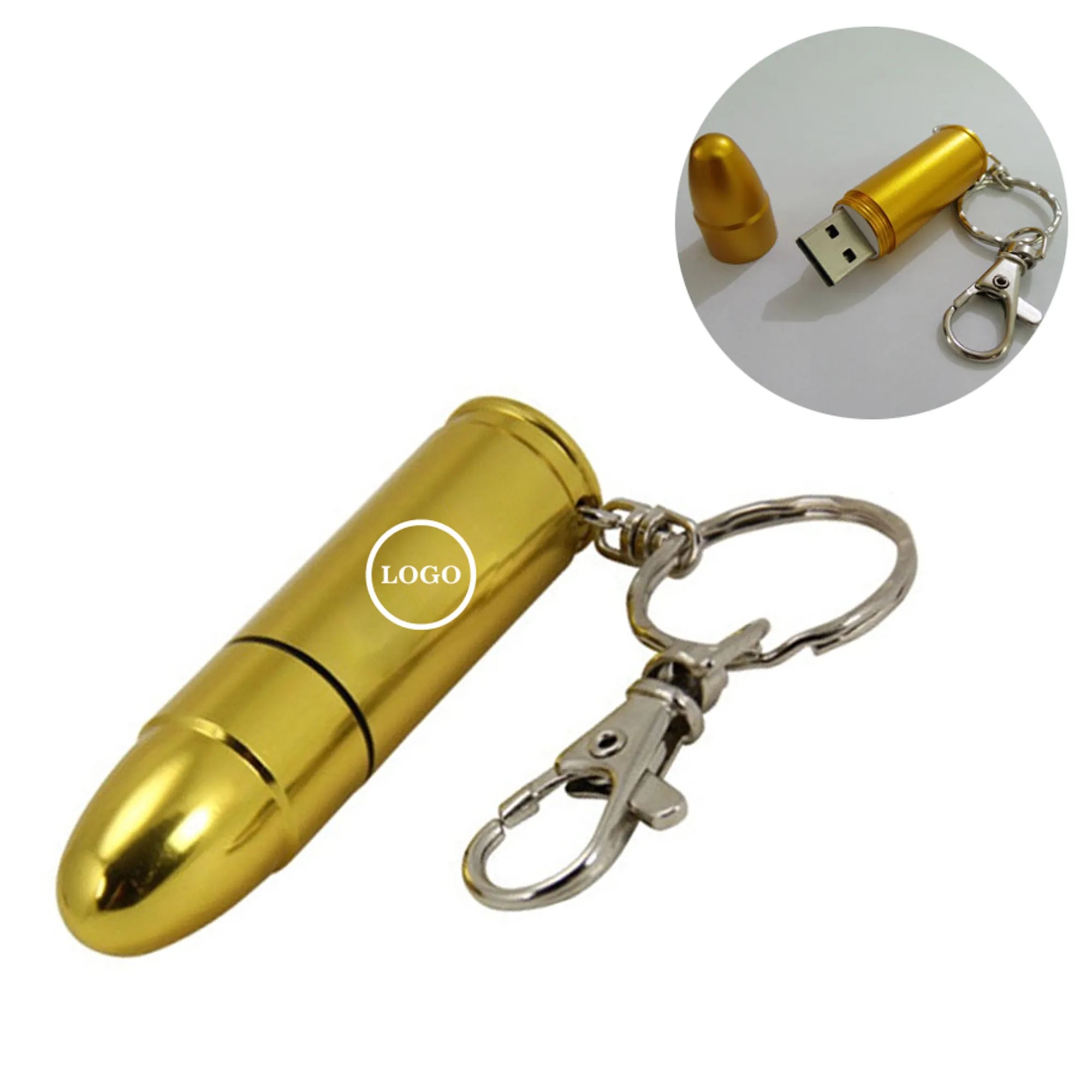8GB Bullet Shape USB Flash Drive With Keychain 2