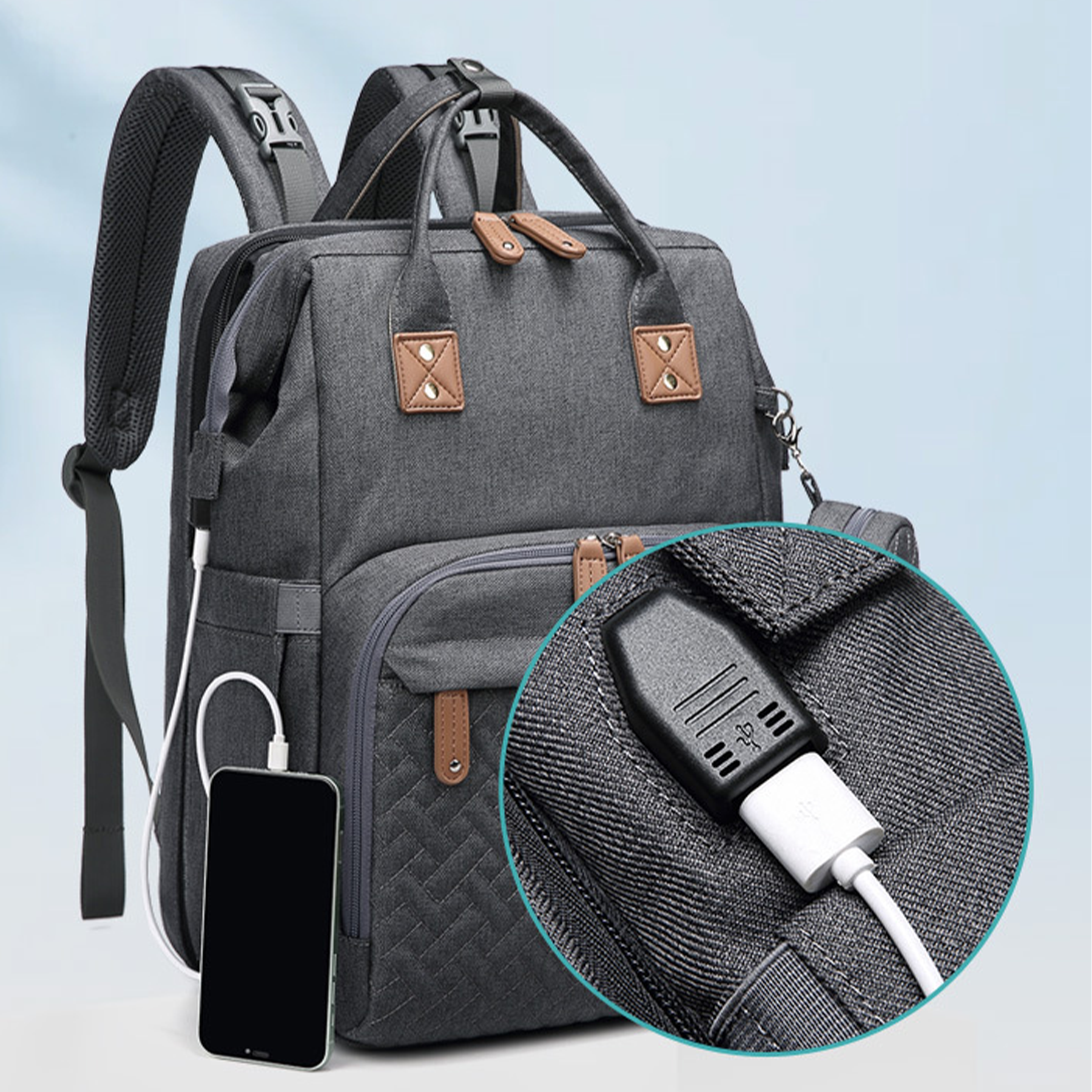 3 in 1 Diaper Bag Backpack with Bassinet Bed Mat Pad 2
