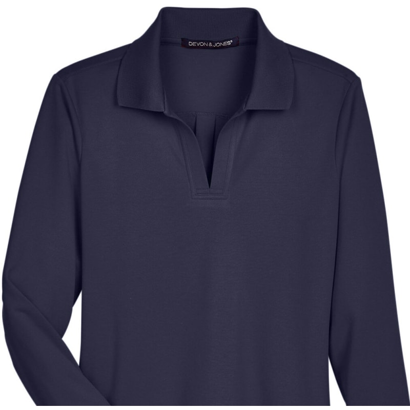 Devon & Jones CrownLux Performance™ Ladies' Plaited Long Sleeve Polo 7