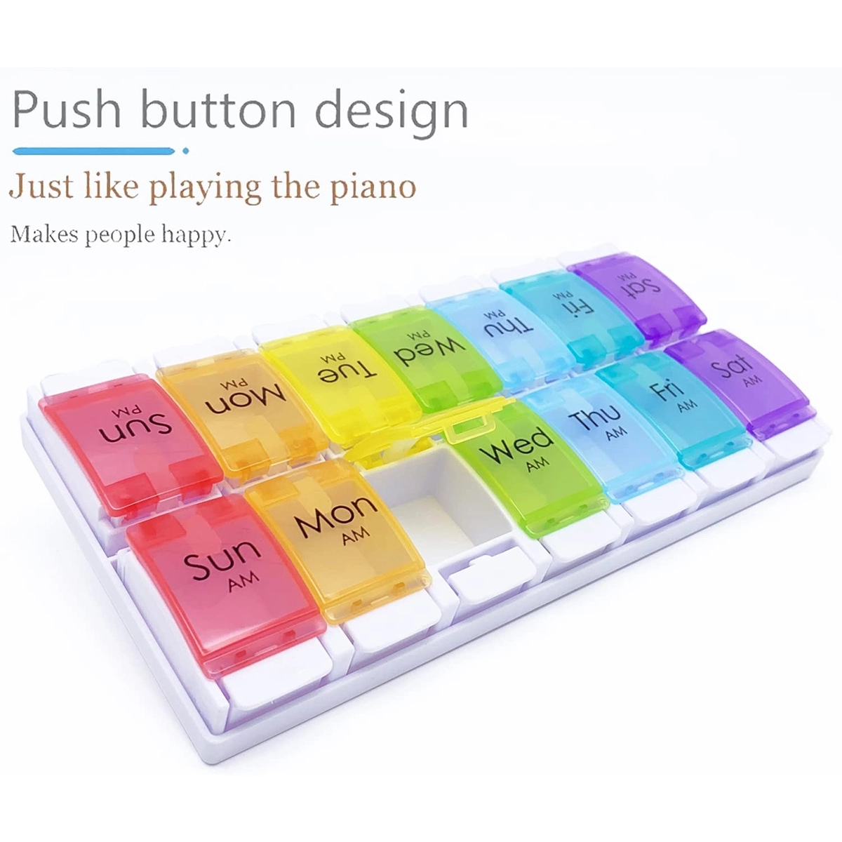 Rainbow Morning And Evening Pill Case 14 Dividers 3