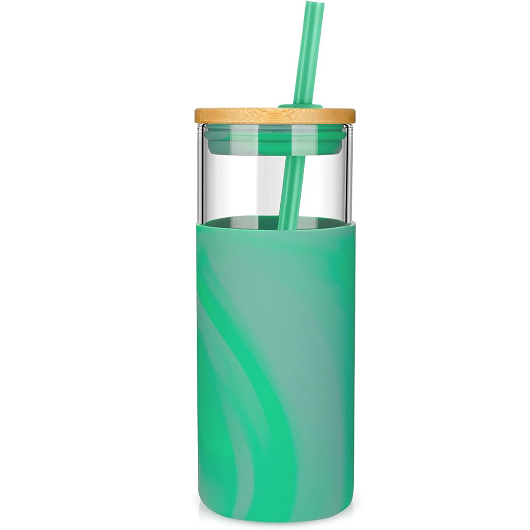 20 Oz Glass with Bamboo Lid and Straw 17
