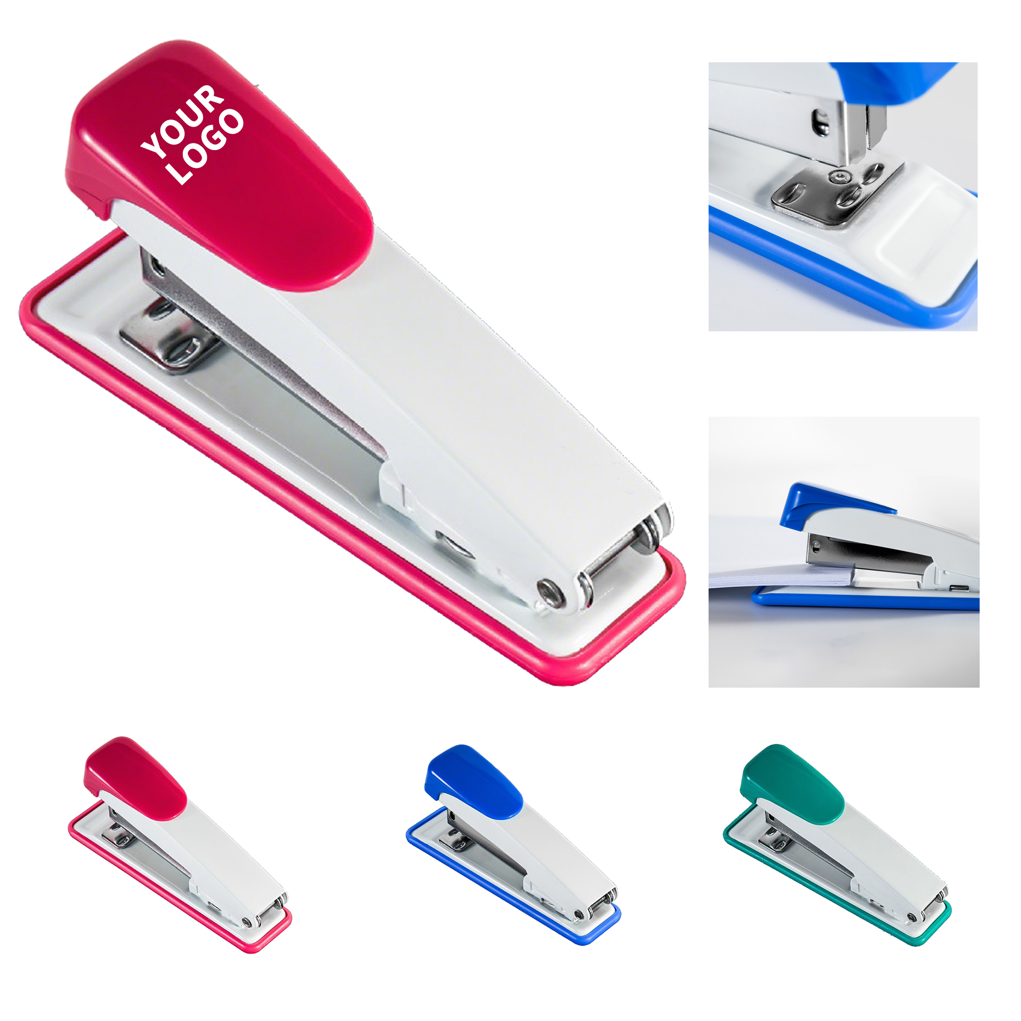 Plastic Stainless Steel Office Stapler With Rotating Head 4.4" x 1.3" x 2.4" 2
