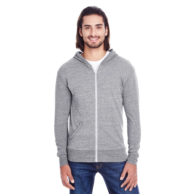 Threadfast Apparel Unisex Triblend Full-Zip Light Hoodie 14