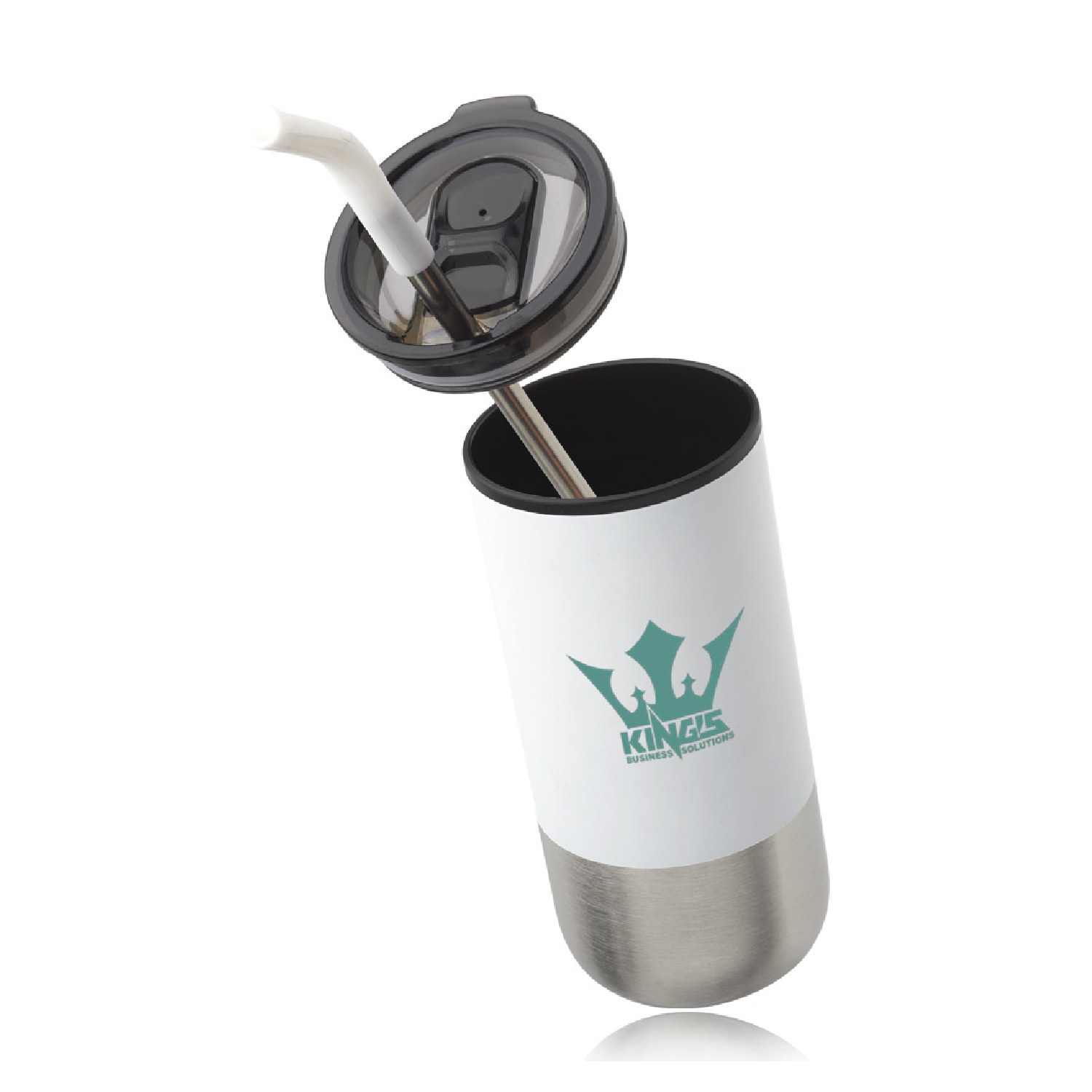 Hybrid Stainless Steel Plastic Tumbler with Straw, 20 oz. 4
