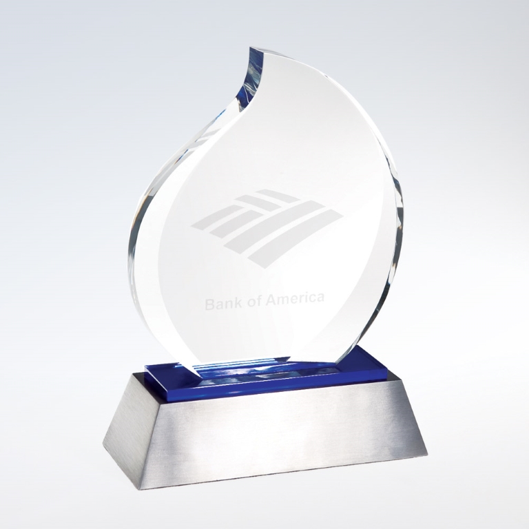 Blue Eternal Flame Optic Crystal Award