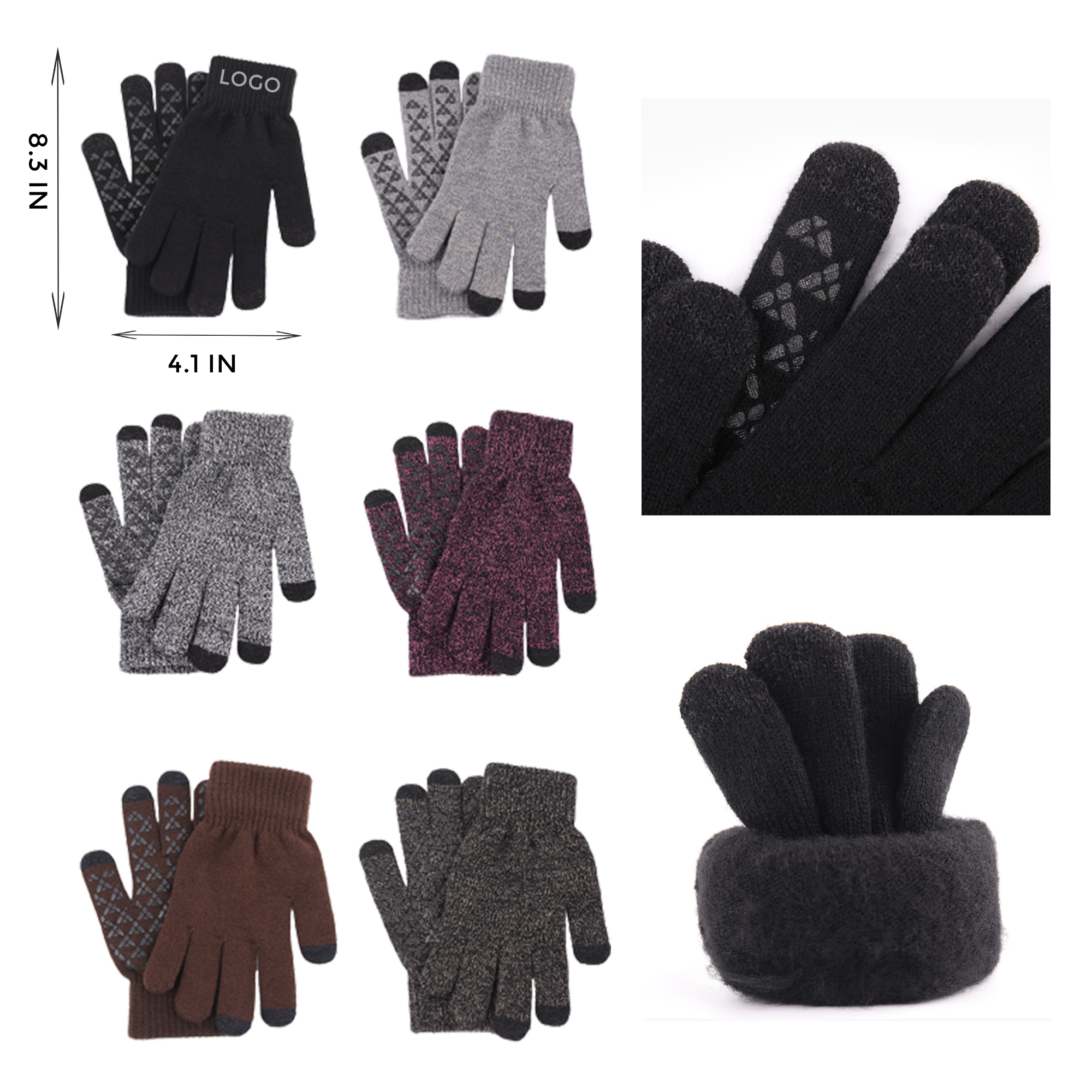 MOQ 10 PCS Warm - efficient Touchscreen Thermal Gloves with Fluff Lining 2
