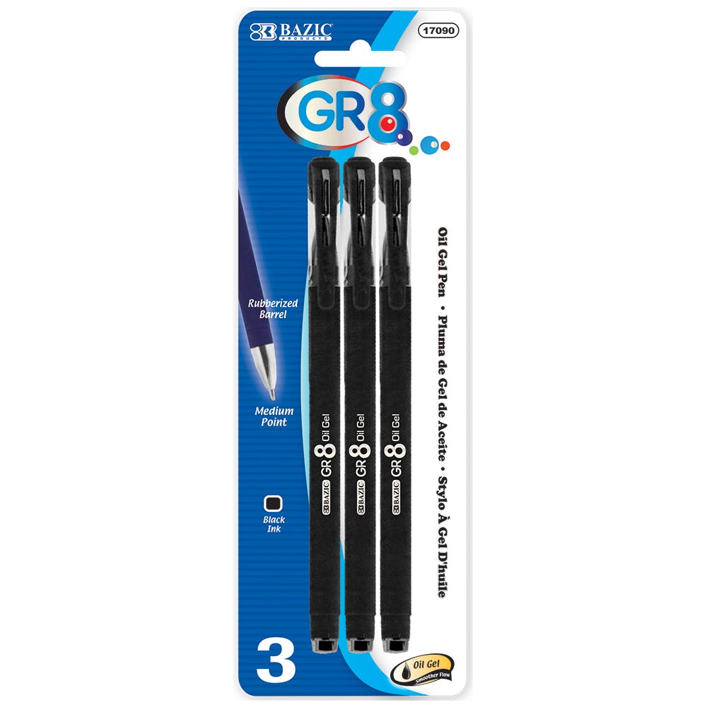 Gel Ink Pens - 3 Piece Black Medium Comfort Grip 2