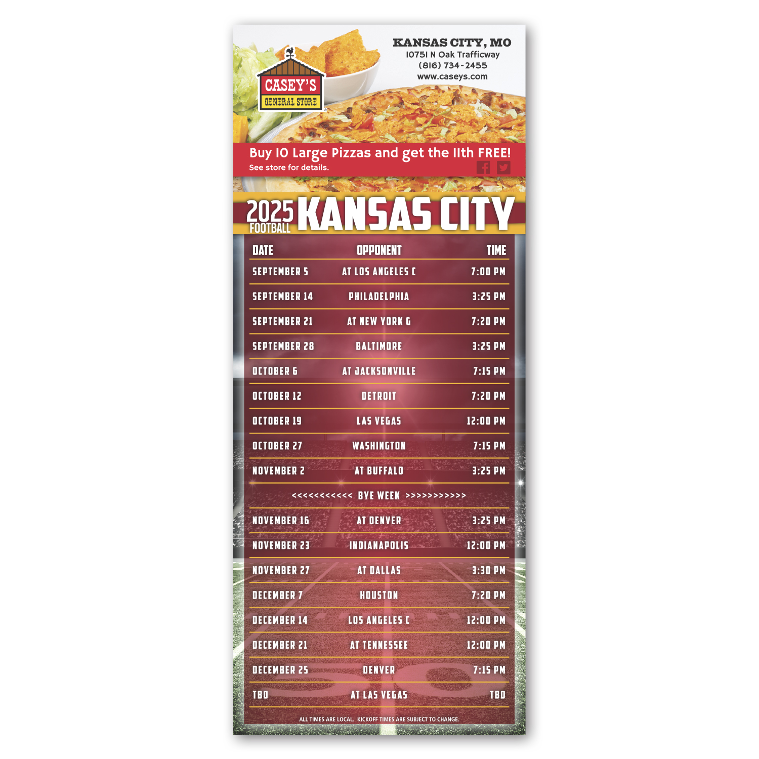Football Schedule Magnet 10