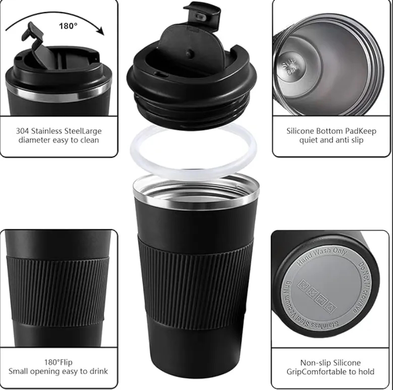Custom Stainless Steel Travel Coffee Mug Leakproof Insulated 12oz 2