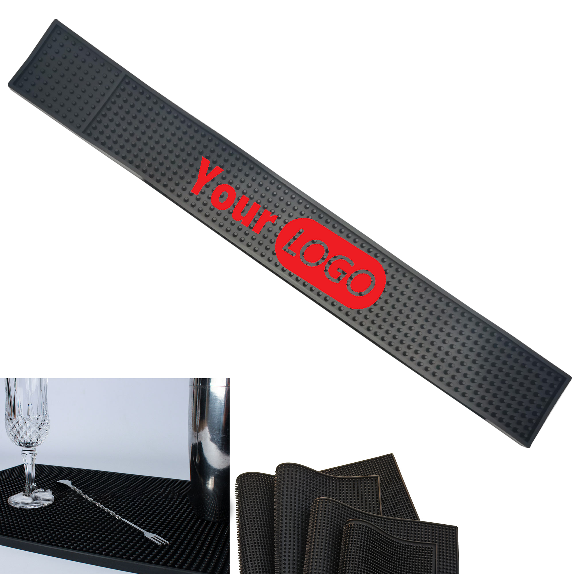Soft PVC Rubber Bar Mat 24"L x 3 1/4"