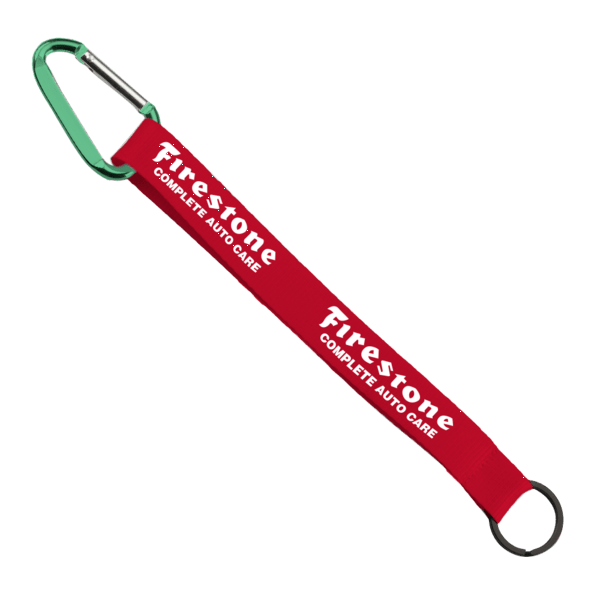 3/4" Sewn Polyester Keychain with Metal Split-Ring and Carabiner 251