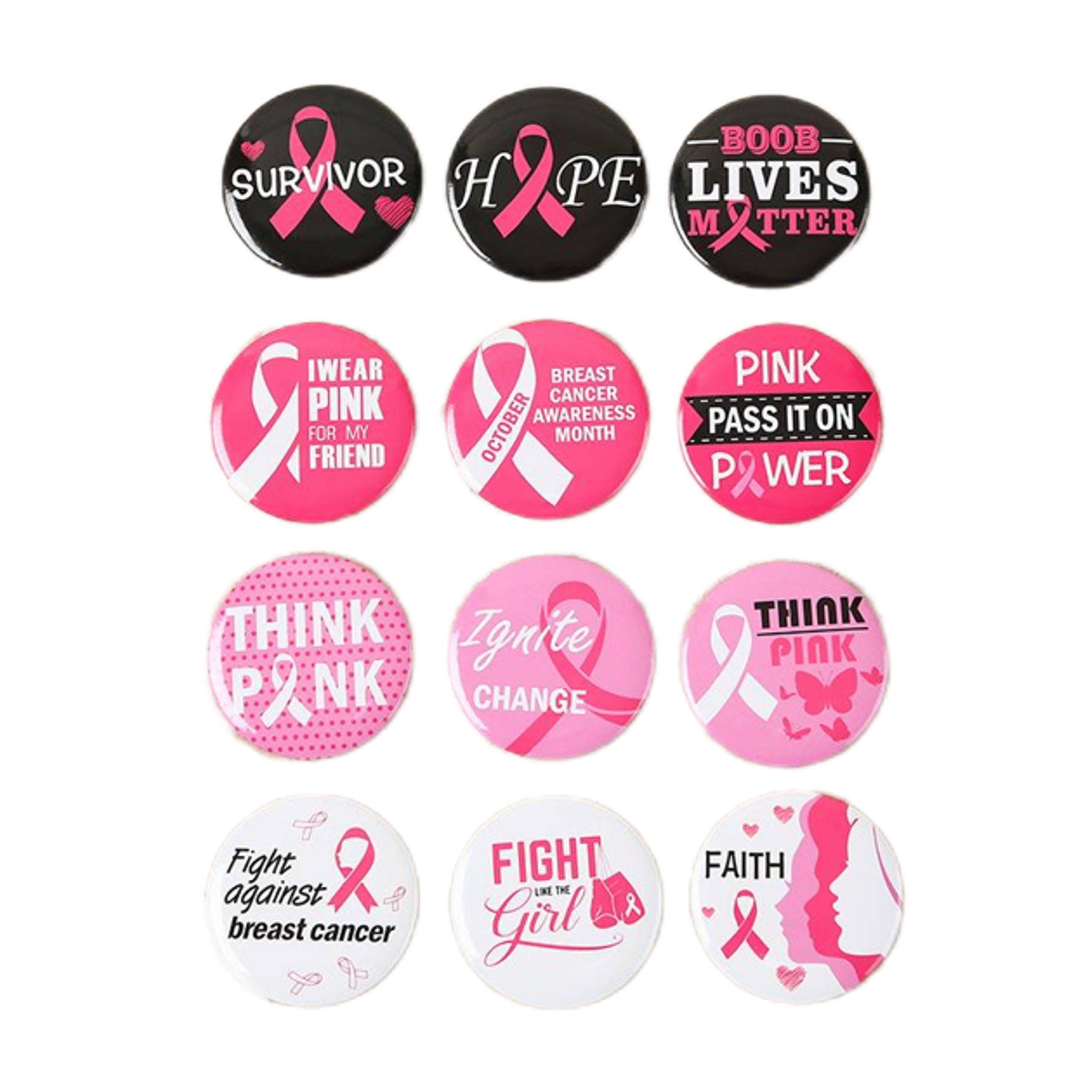Pink Ribbon Button Pin (direct import) 6