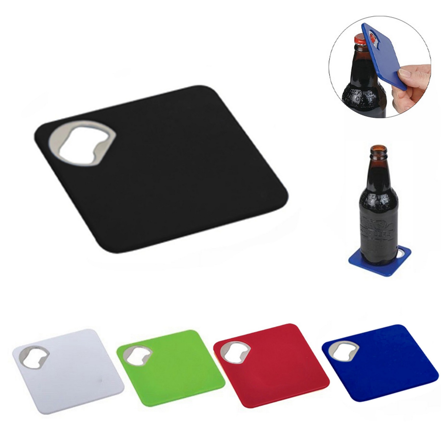 2-In-1 Square Coaster With Bottle Opener 2