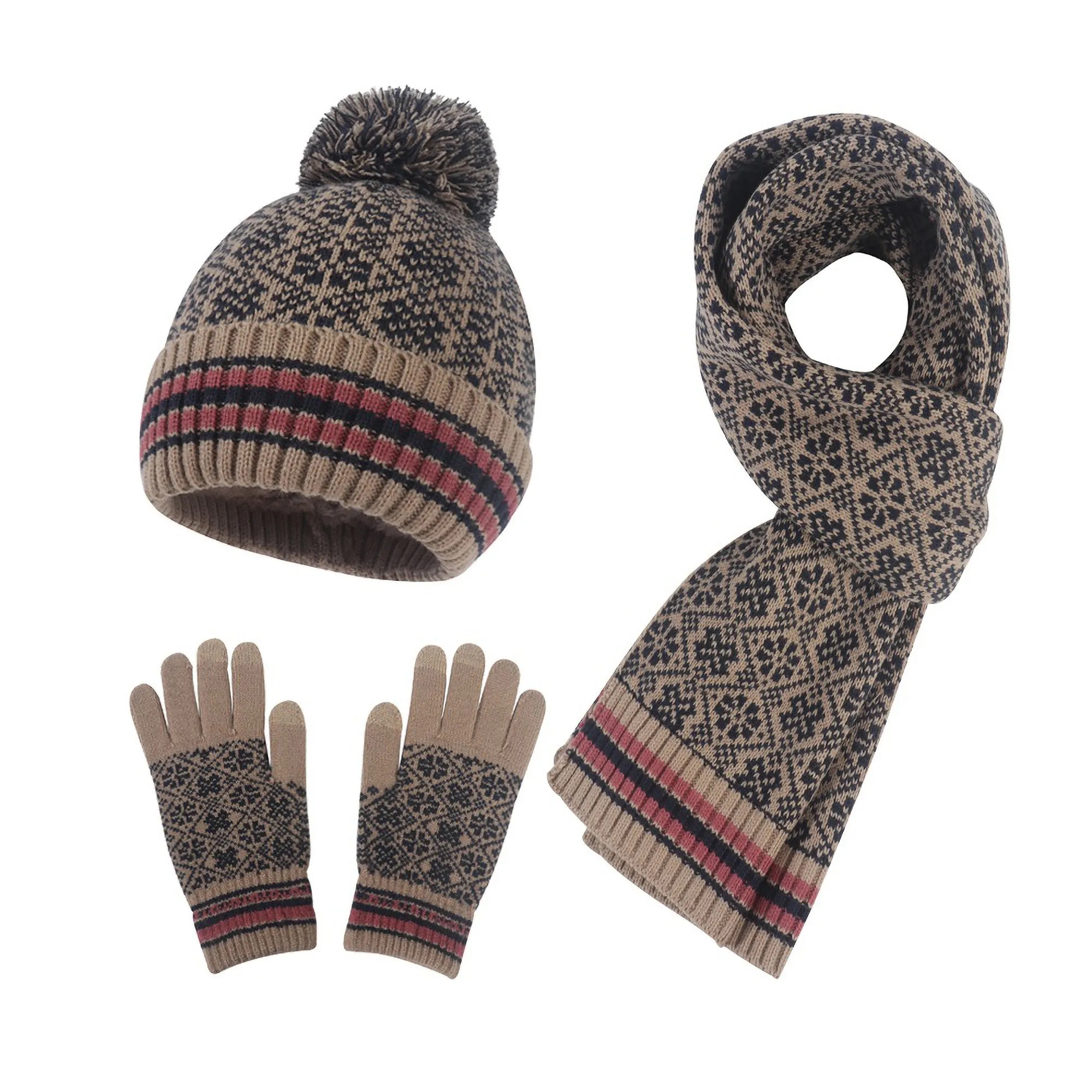 Winter Warmth Fleece Set Beanie, Gloves, and Scarf Hats 2