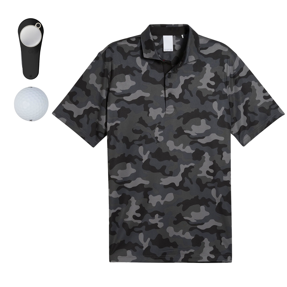 PUMA® Volition Camo Men's Polo Shirt, Towel, Srixon® Golf Balls & Pitchfix® Icon Divot Tool Gift Set