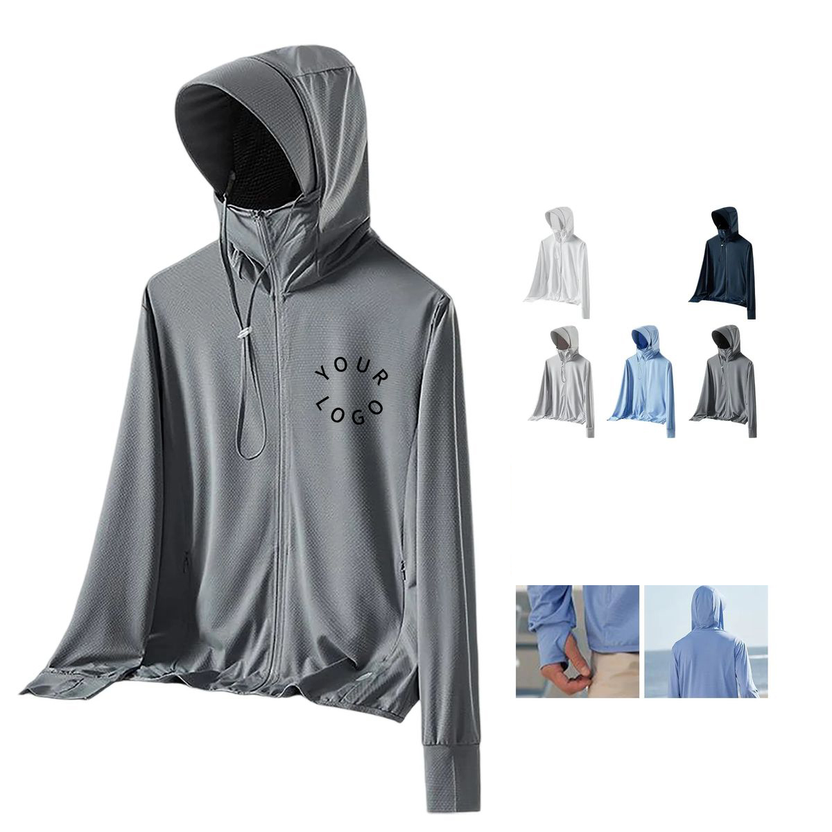 Adjustable Polyester Hooded Sunscreen with UV Shield 2