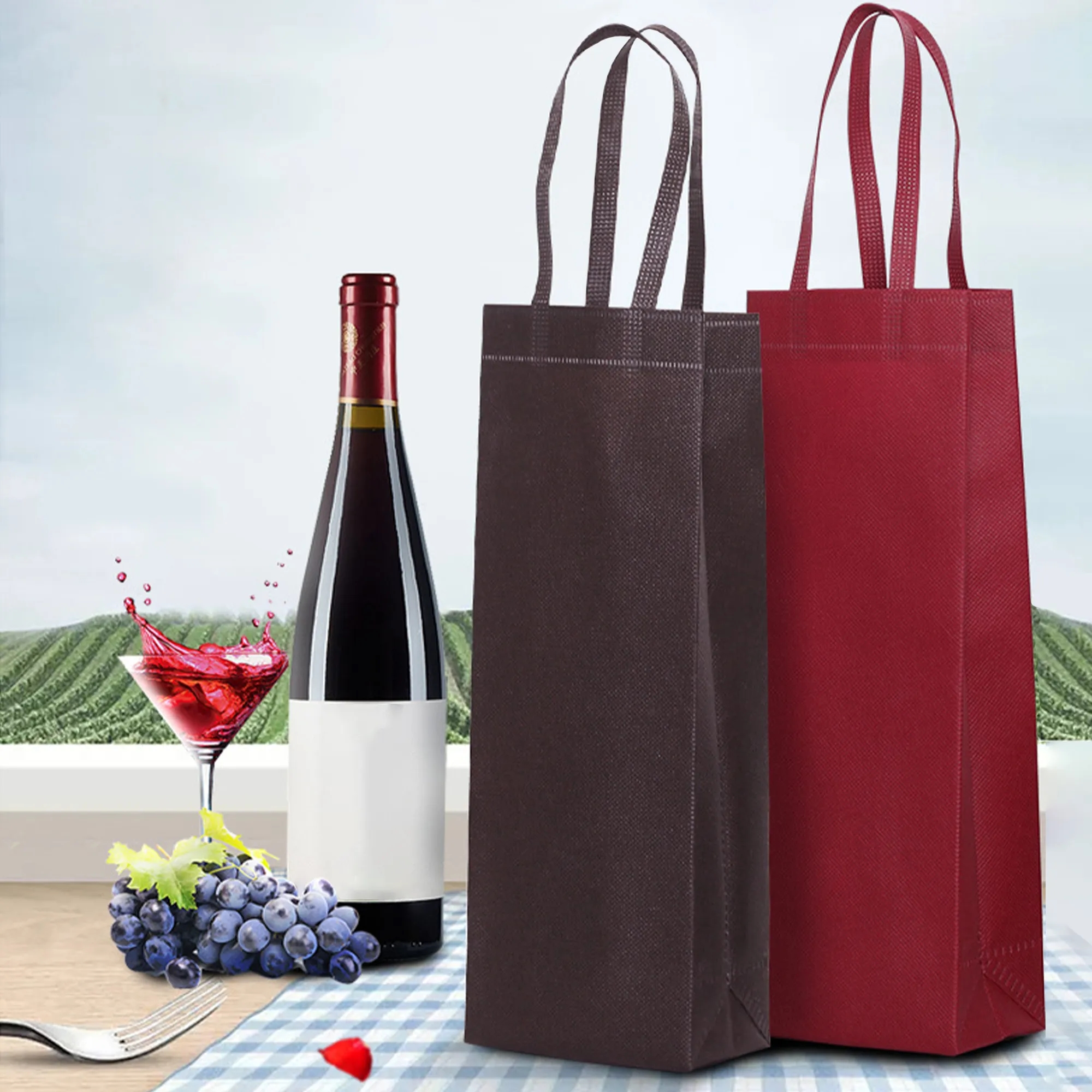 Reusable Non Woven Wine Bottle Gift Bag 9