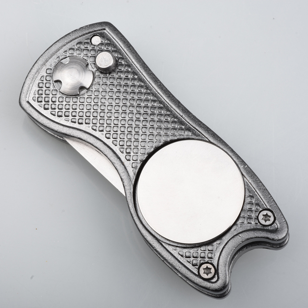 Aluminum Alloy Foldable Golf Divot Tool W/ Metal Prongs And Magnetic Ball Marker 8