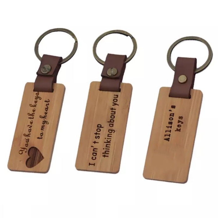 Monogram wooden key chain