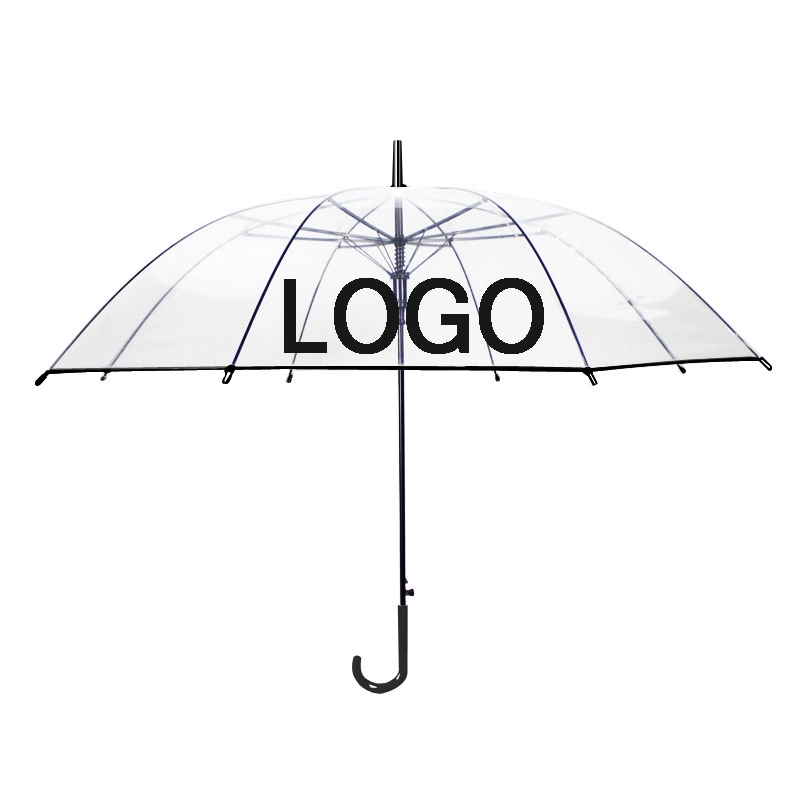 Custom Clear Transparent Long Umbrella with Easy Grip Handle 3