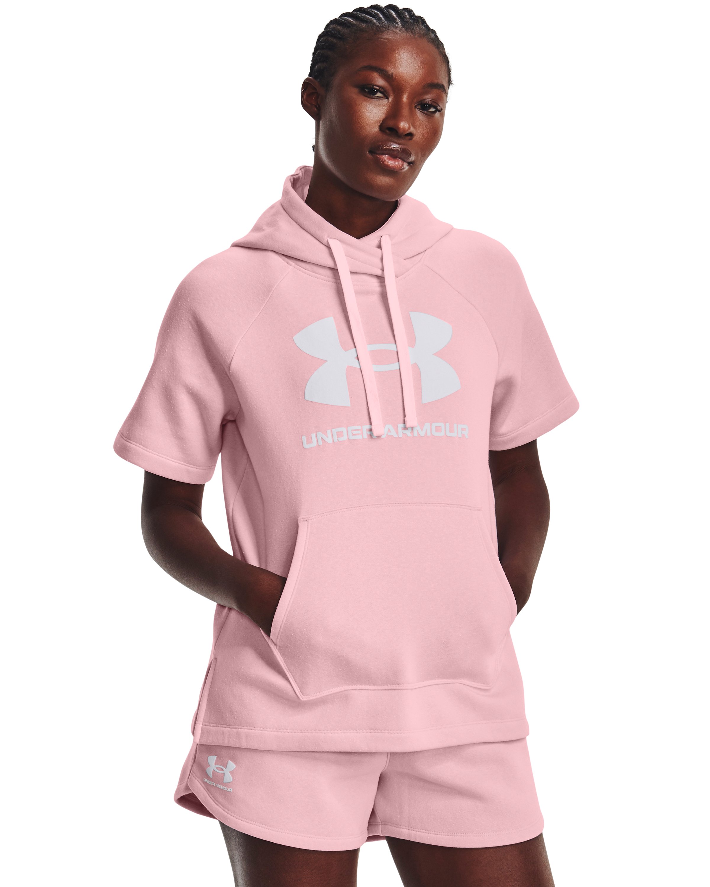 UA Rival Fleece Women's Short Sleeve Hoodie, custom hoodie or sweatshirt with logo imprint 2
