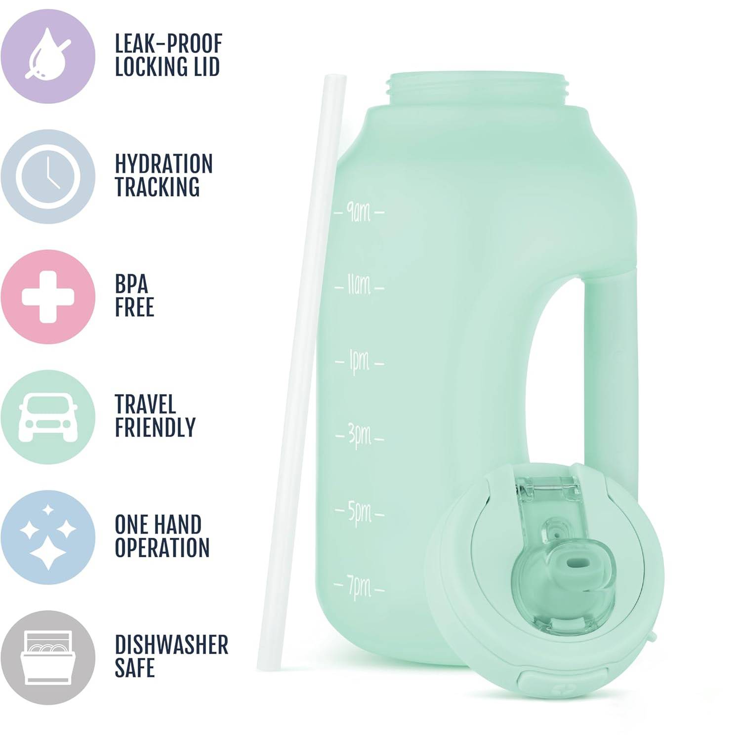 74oz BPA Free Lockable Lid Sports Water Bottle w/ Straw 9