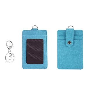 PU Leather 2 Pockets Card Holder Key Chain 6