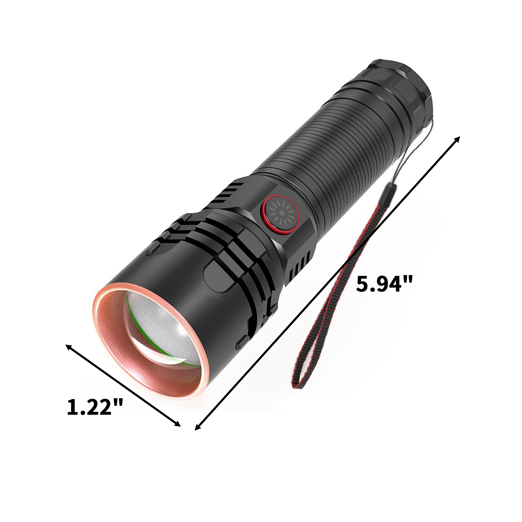 Aluminum Rechargeable Flashlight 5.94" with Zoom and Four Modes 2