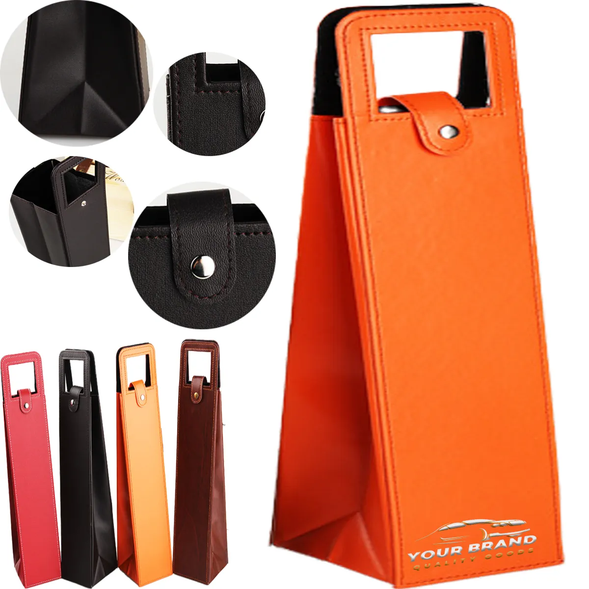 High Quality Leather Durable Portable Wine Bottle Carrier 2