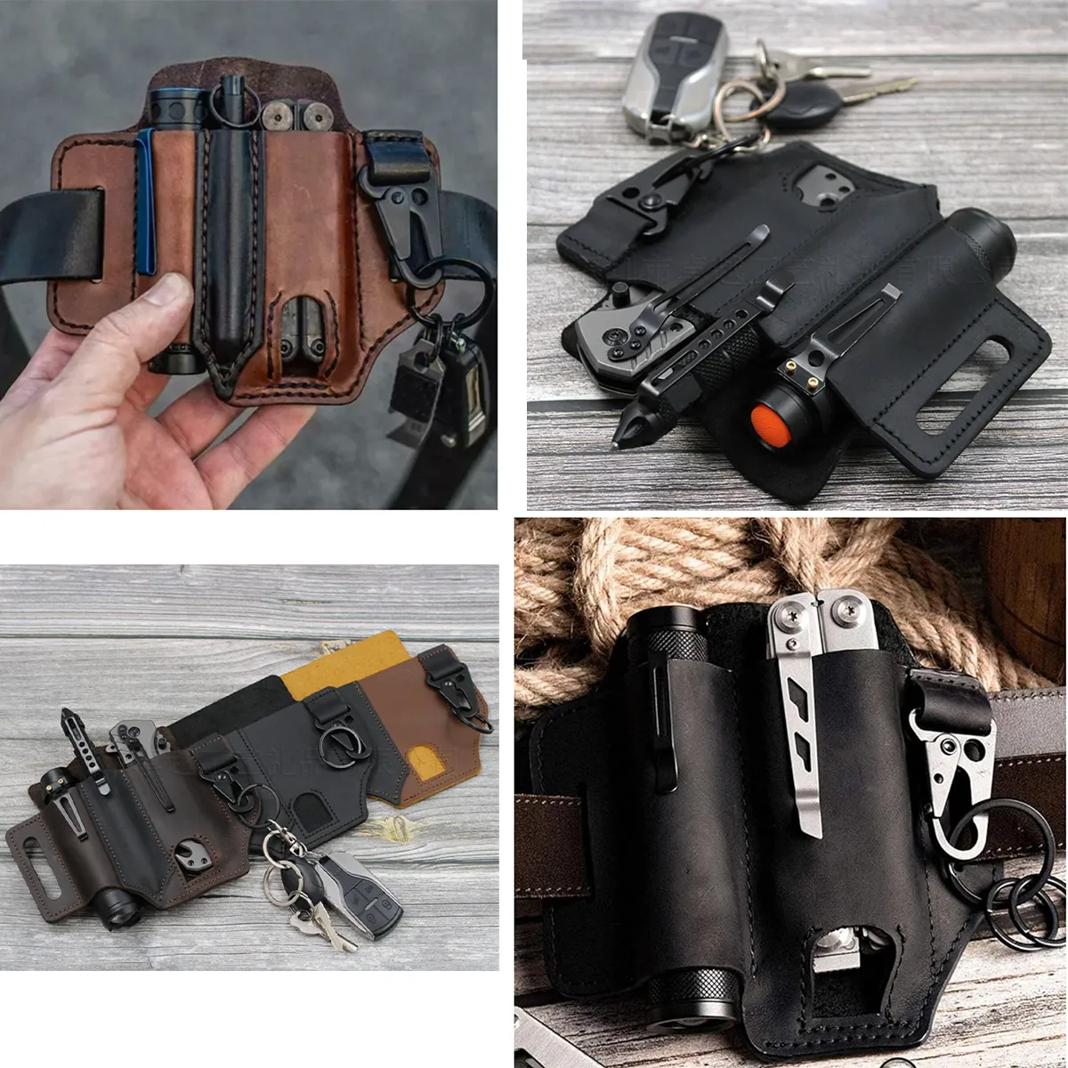 5 Pcs Durable Stylish Leather Multitool Belt Sheath 5