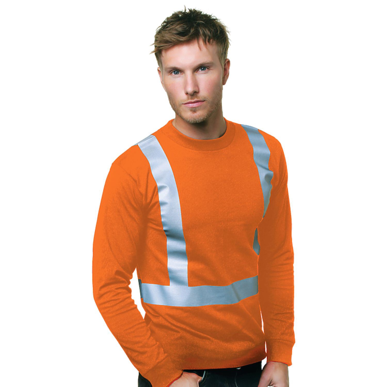 Class 2 USA-Made 100% Cotton Safety Long Sleeve T-Shirt