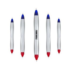 Blue Red Dual Tip Silver Pen 1