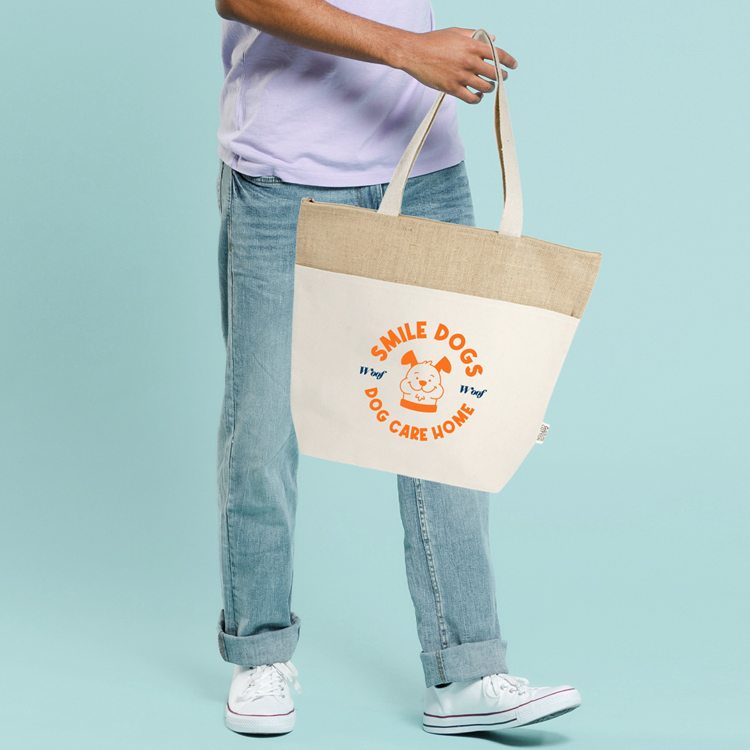 Portland Recycled Cotton Top Zipper Jute Tote 5