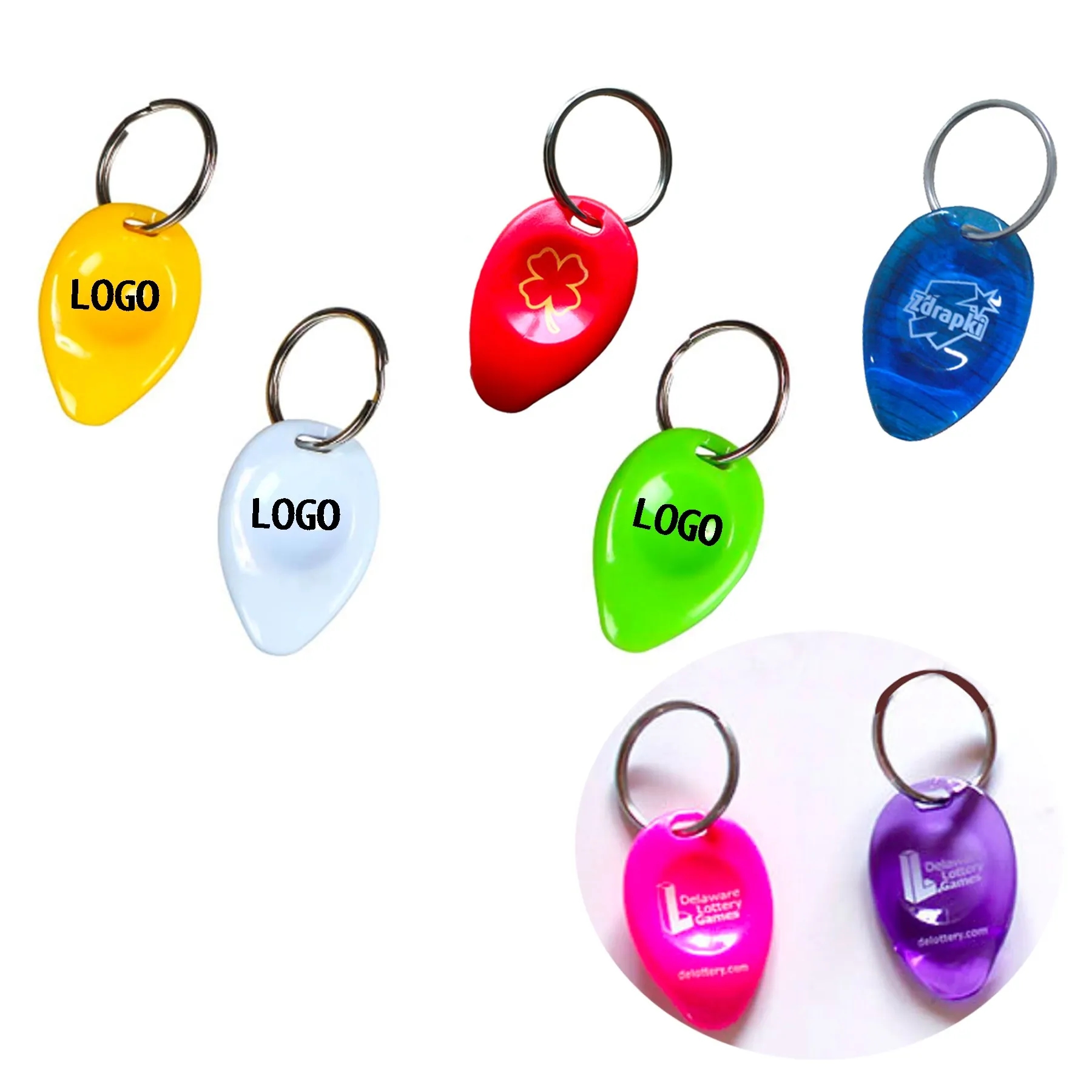 Plastic Tear Drop Shaped Lottery scratcher With Key Chain 4