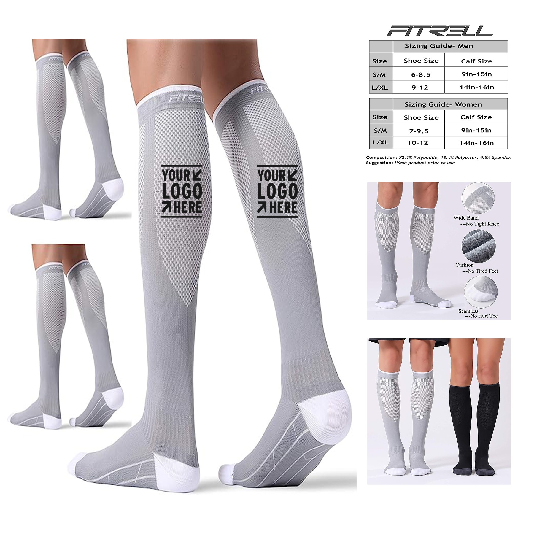 Women Men Compression 20-30mmHg Circulation Breathable Support Socks 3