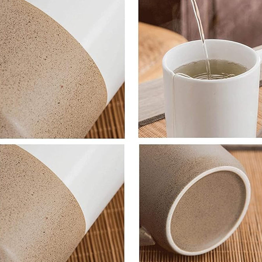 Imari Modern Two-Tone 15oz Mug with Curved Handle and Wood Lid 7