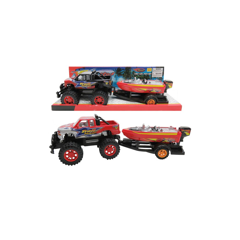 Tow Truck with Boat - Friction-Powered 21.5" 1
