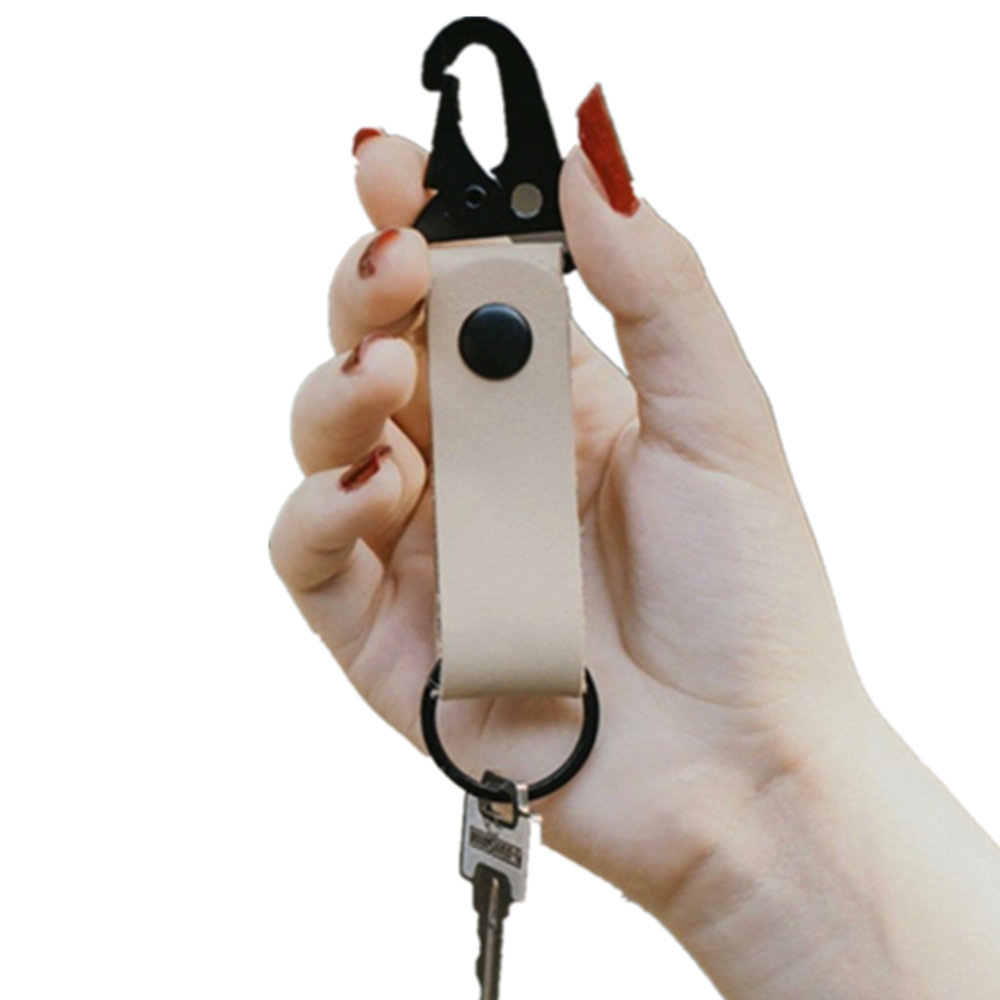 Leather Keychain With Antique Nickel Carabiners 6
