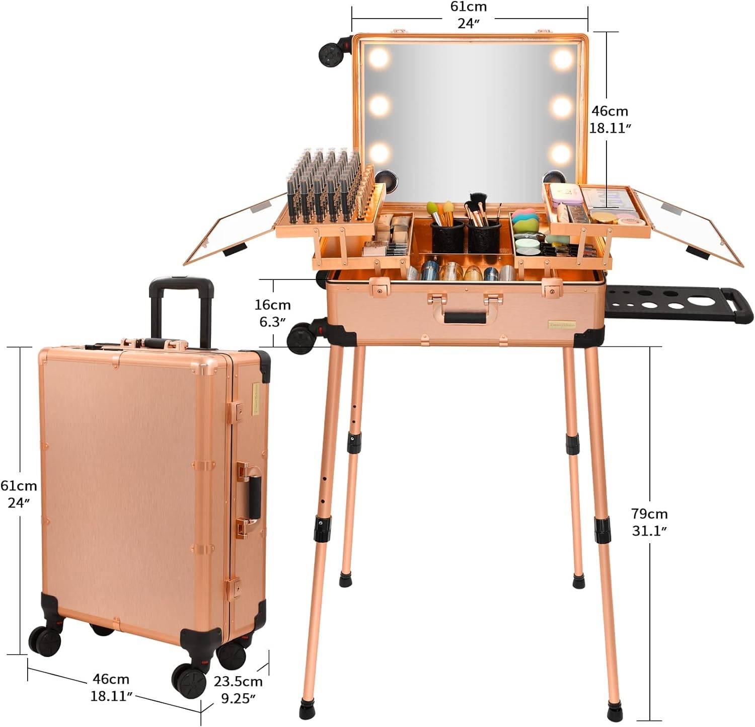 LED Pull Rod Makeup Train Case 4