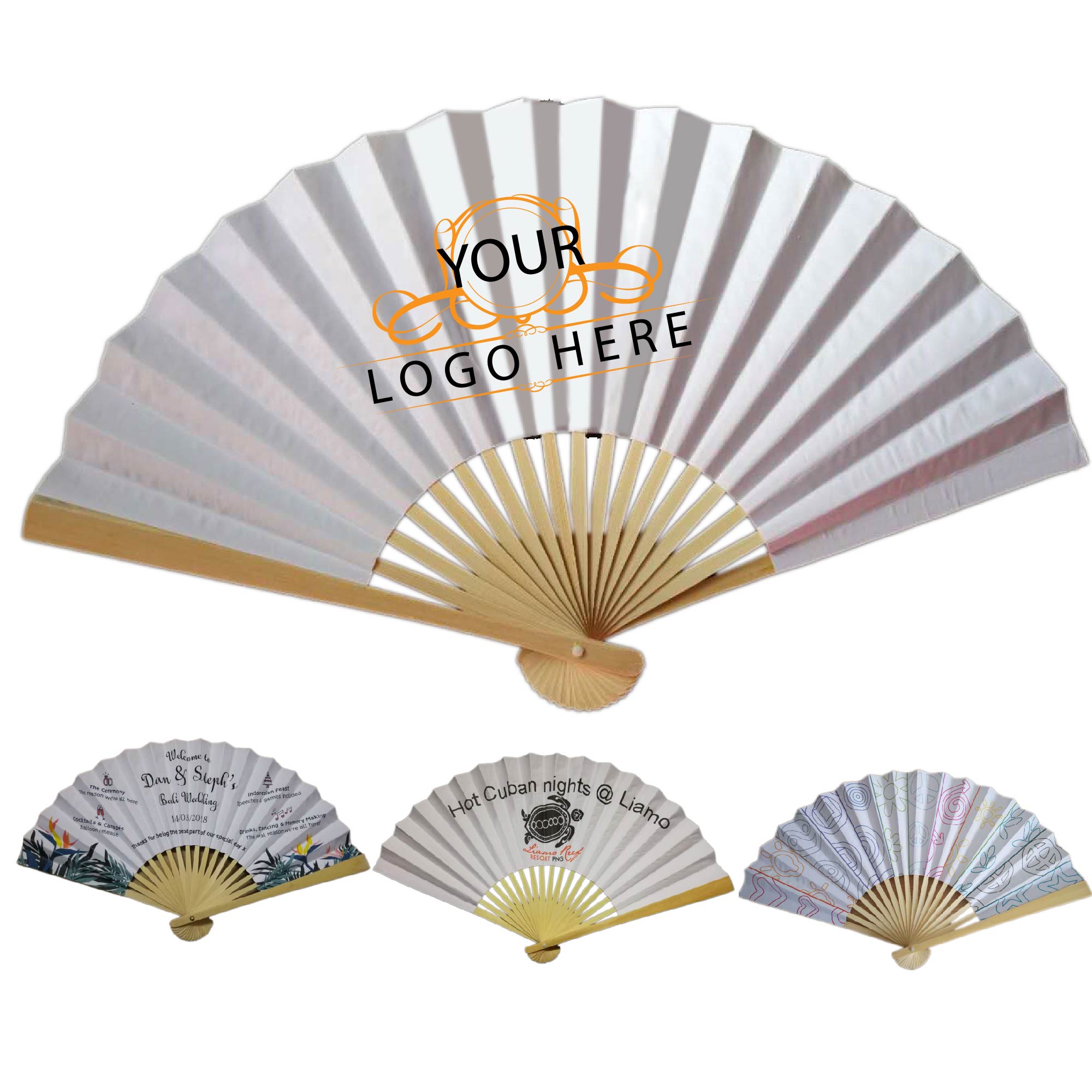 Full-color Folding Bamboo Paper Hand Fan 1