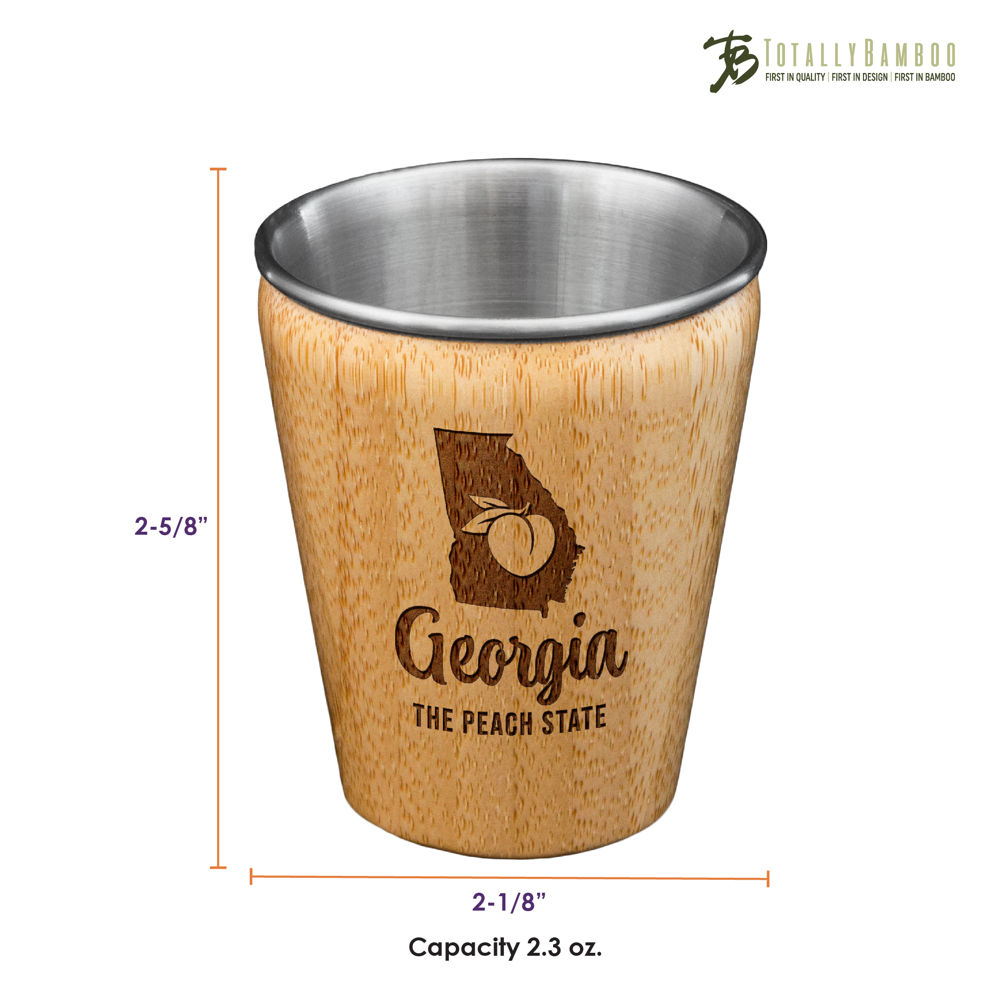 Georgia State Bamboo and Stainless Steel Shot Glass 3