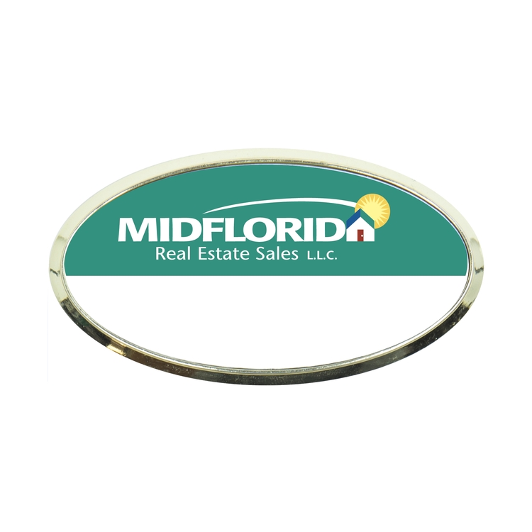 Plastic Framed Badges Oval - No Personalization 1.5"X3" (UV Inkjet)