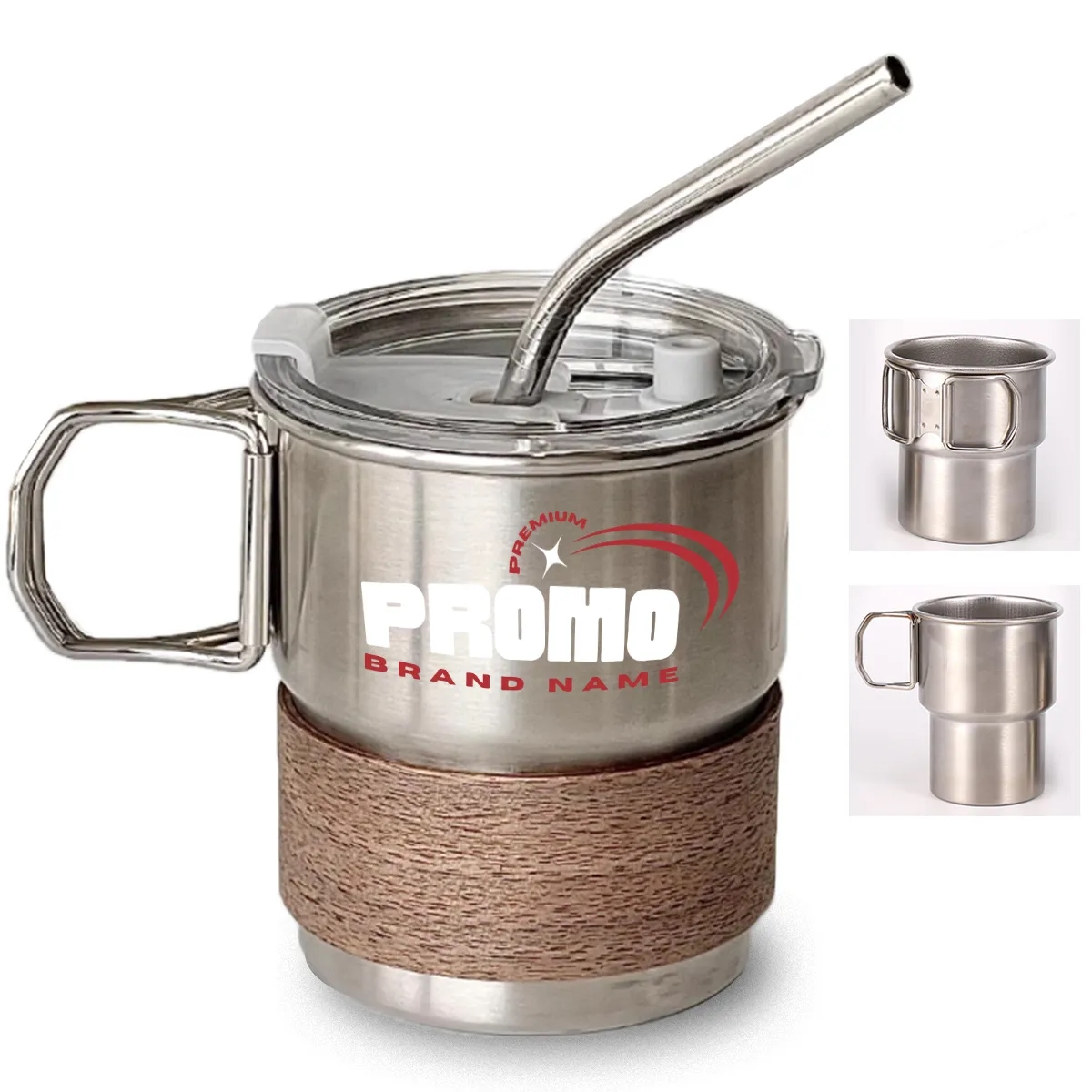 Outdoor Camping Portable Foldable Handle Cup With Straw Lid 2