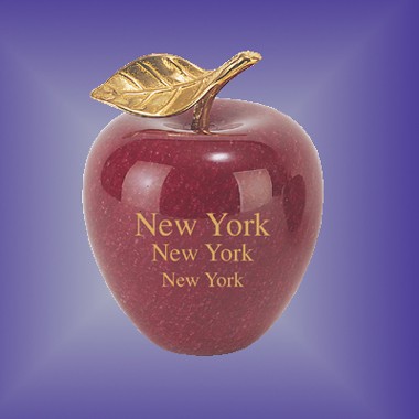 Big Red Solid Marble Apple with Gold Leaf 2