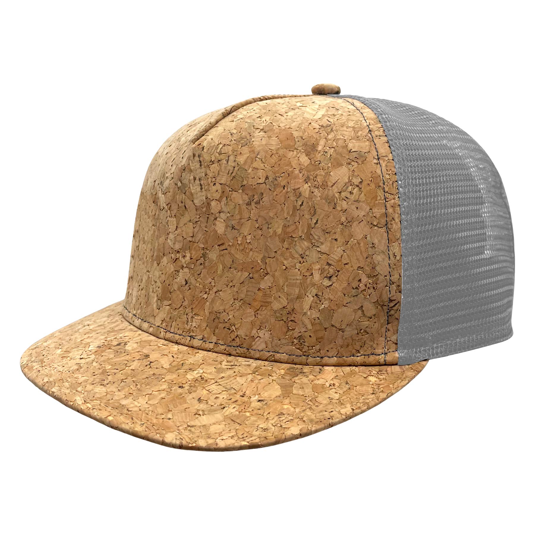 Cork Flat Visor 5 Panel Snapback Mesh Back Trucker Hat 7