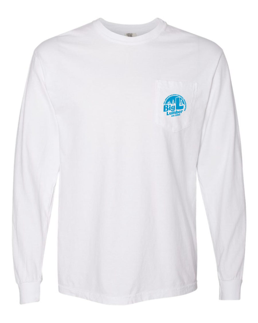 White Long Sleeve Pocket Tee