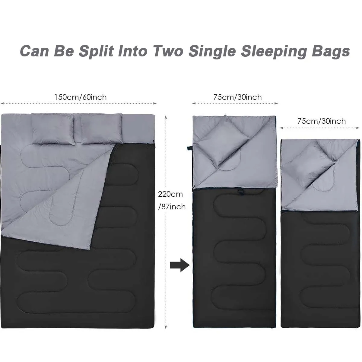 Queen Size Two Person Sleeping Bag for All Season Camping 4
