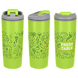 Olympia 17 oz Stainless Steel/Polypropylene Tumbler with Flip Top Lid 19