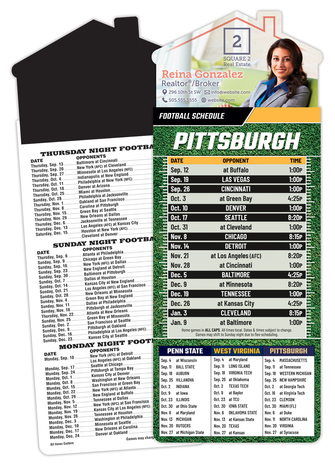 Magna-Card House Shape Magnet Football Schedules (3.5x9)