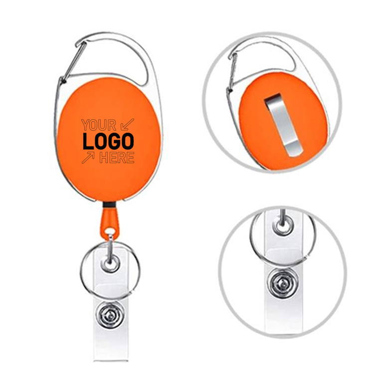 Retractable Badge Holders with Carabiner Reel Clips 1
